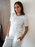 Women summer pajama set Light Blue Ribbons T-shirt + Pants